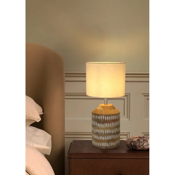 As_Per_Image_Metal_Wood_FaBrownic_Shade_Wooden_Table_Lamp_Default_Title