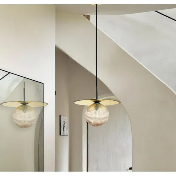 Sm_Gold_Black_Metal_Amber_Smoke_Glass_Hanging_Light_Default_Title