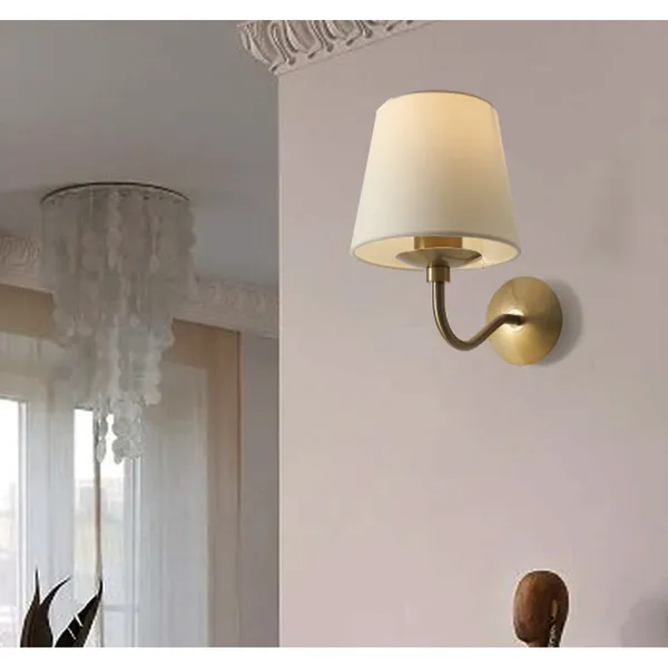 Antique_Brownass_Metal_FaBrownic_Shade_Cloth_Shade_Wall_Light_Default_Title