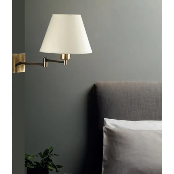 Antique_Brownass_Metal_FaBrownic_Shade_Cloth_Shade_Wall_Light_Default_Title