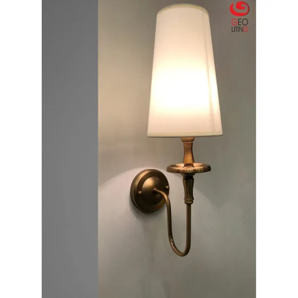 Antique_Brownass_Metal_FaBrownic_Shade_Cloth_Shade_Wall_Light_Default_Title