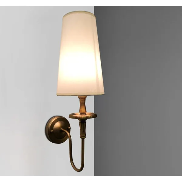 Antique_Brownass_Metal_FaBrownic_Shade_Cloth_Shade_Wall_Light_Default_Title