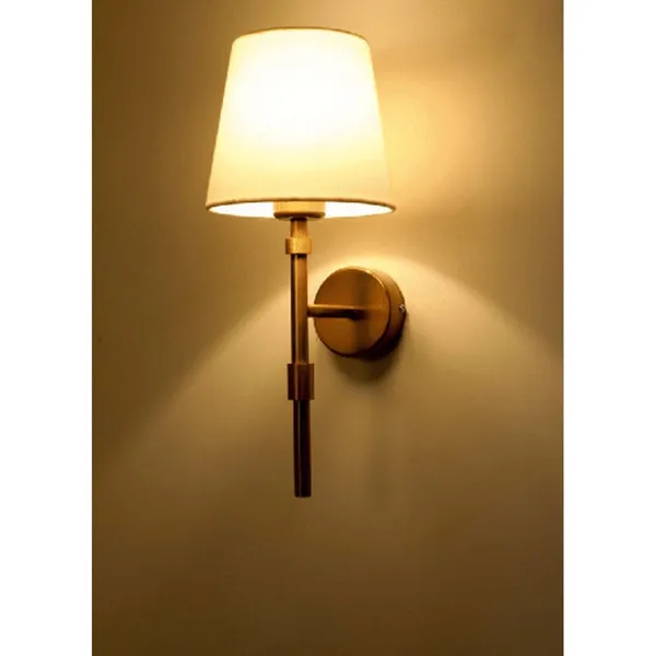 Antique_Brownass_Metal_FaBrownic_Shade_Cloth_Shade_Wall_Light_Default_Title