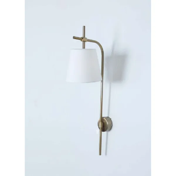 Antique_Brownass_Metal_FaBrownic_Shade_Cloth_Shade_Wall_Light_Default_Title