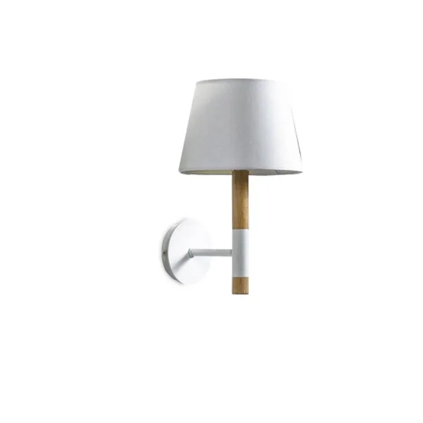 White_Teakwood_Off_White_Shade_Metal_FaBrownic_Shade_Cloth_Shade_Wall_Light_Default_Title