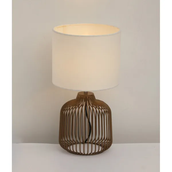 Matt_Gold_Metal_FaBrownic_Shade_Cloth_Shading_Table_Lamp_Default_Title