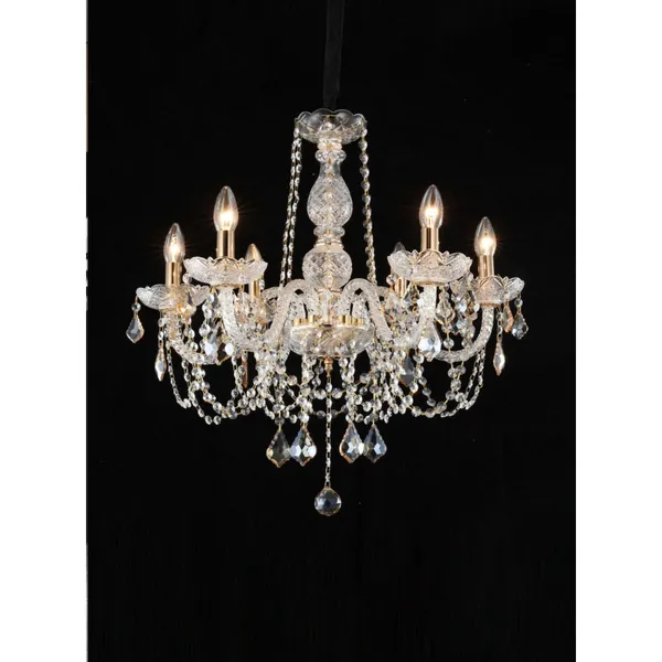 Chrome_Metal_Amber_Glass_Crystals_Candle_Arm_Chandelier_Default_Title