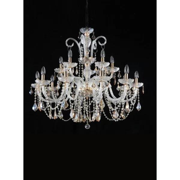Chrome_Metal_Amber_Glass_Crystals_Candle_Arm_Chandelier_Default_Title