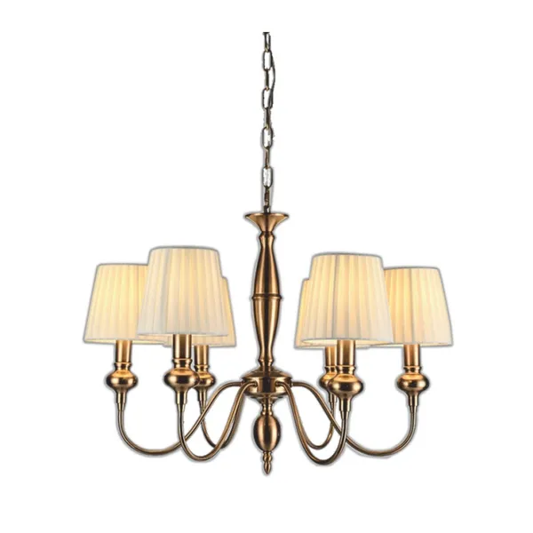 Antique_Brownass_Metal_FaBrownic_Shade_Cloth_Shading_Chandelier_Default_Title