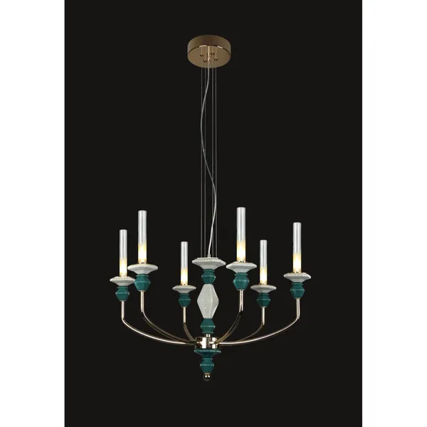 French_Gold_Metal_Glass_Ceramic_Candle_Arm_Chandelier_Default_Title