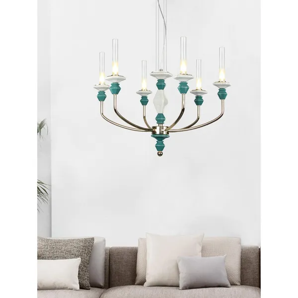French_Gold_Metal_Glass_Ceramic_Candle_Arm_Chandelier_Default_Title