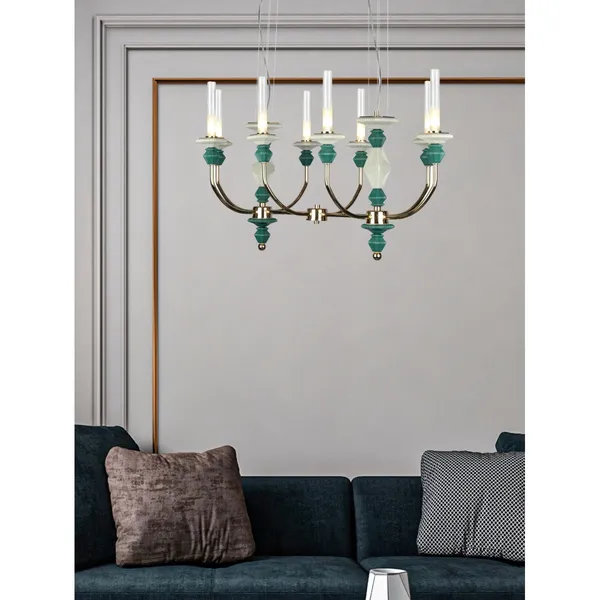 French_Gold_Metal_Glass_Ceramic_Candle_Arm_Chandelier_Default_Title