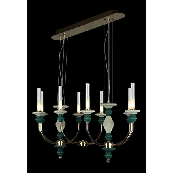 French_Gold_Metal_Glass_Ceramic_Candle_Arm_Chandelier_Default_Title