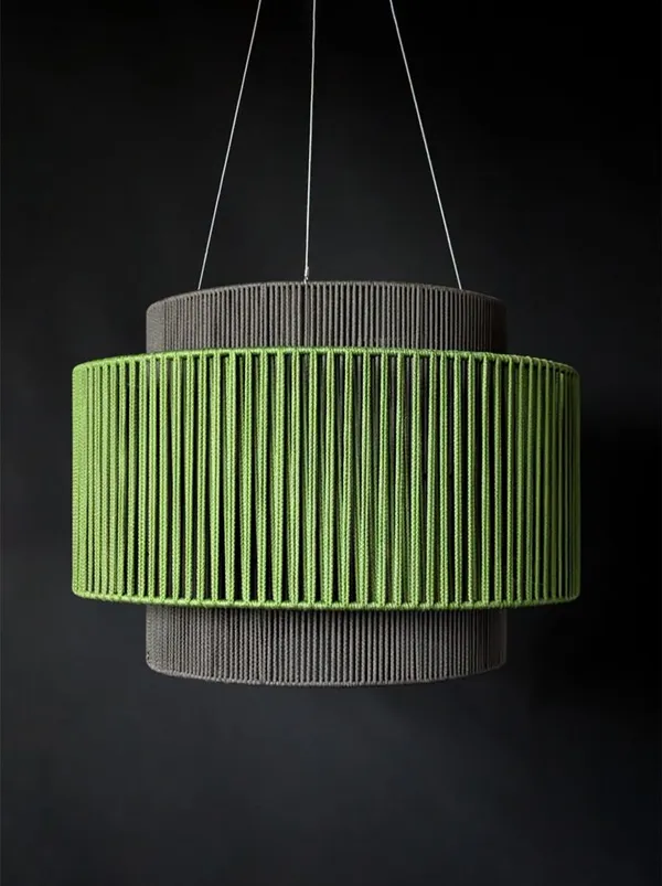 Cotton_Thread_Modern_Two-Tier_Ribbed_Drum_Pendant_Light