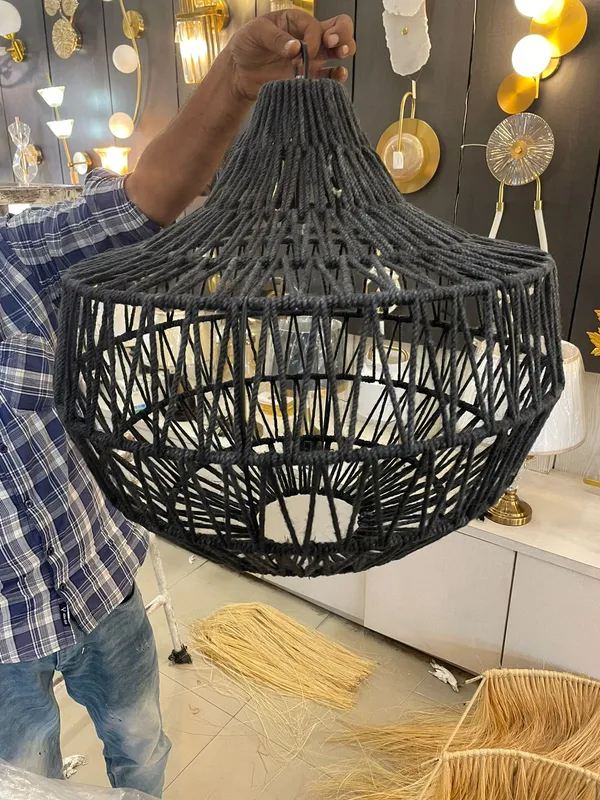 Cotton_Thread_Bohemian_Handwoven_Black_Macrame_Pendant_Light