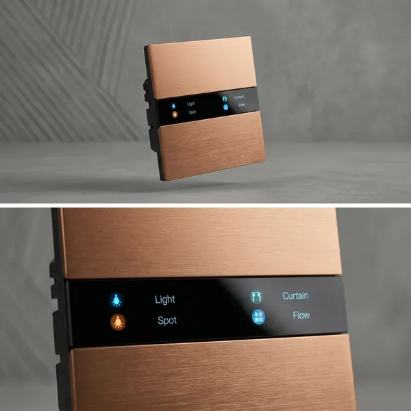 Copper_Finish_Touch_Panel_Smart_Switch_for_Light_Curtain_and_Flow_Control