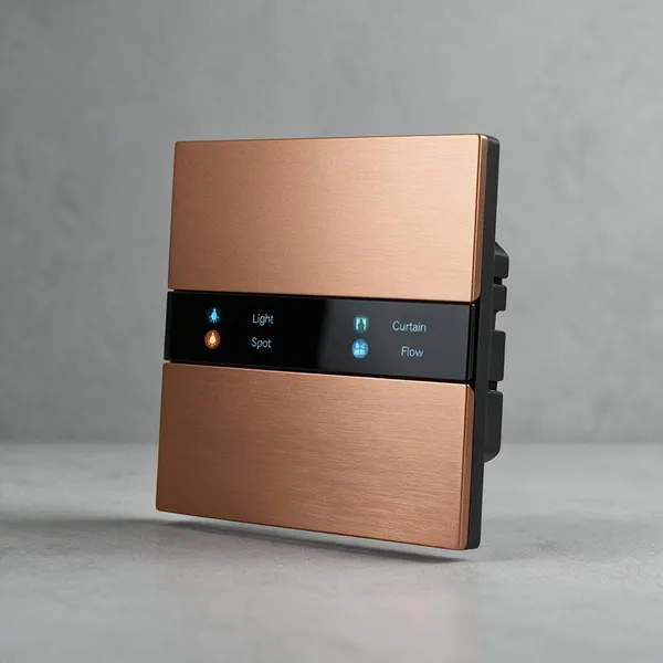 Copper_Finish_Touch_Panel_Smart_Switch_for_Light_Curtain_and_Flow_Control