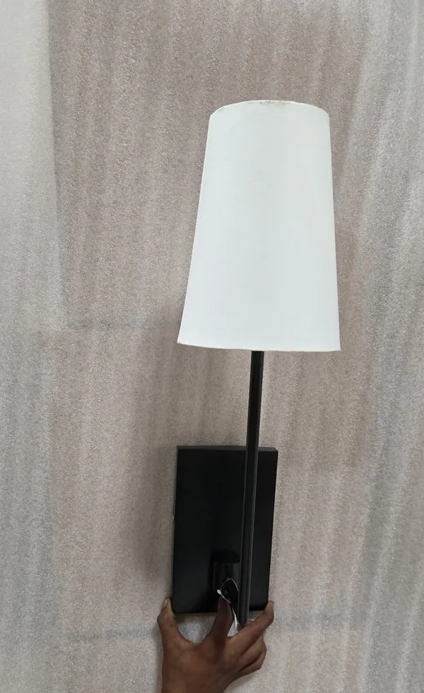 Mild_Steel_Modern_Single_Off-White_Fabric_Shade_Wall_Sconce