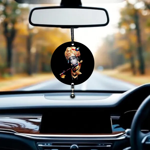 Premium_Car_Hanging_Krishna_Black_Double-Sided_Rear_View_Mirror_Decor