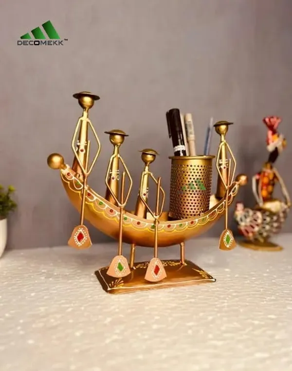 Gold_Metal_And_Long_Kerala_Water_Boat_Showpiece_And_Pen_Stand_And_Standard