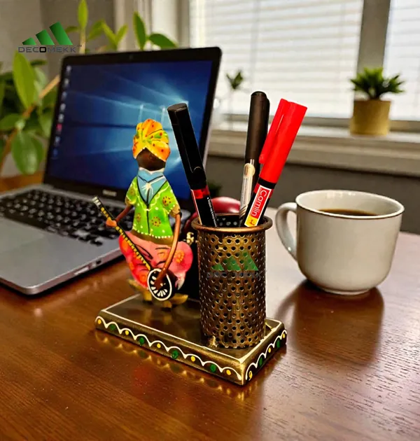 Multicolor_Rajasthani_Musician_Pen_Stand_Handmade_Wooden_Desk_Organizer_And_Ethnic_Showpiece_And_Office_Table_Pen_Holder