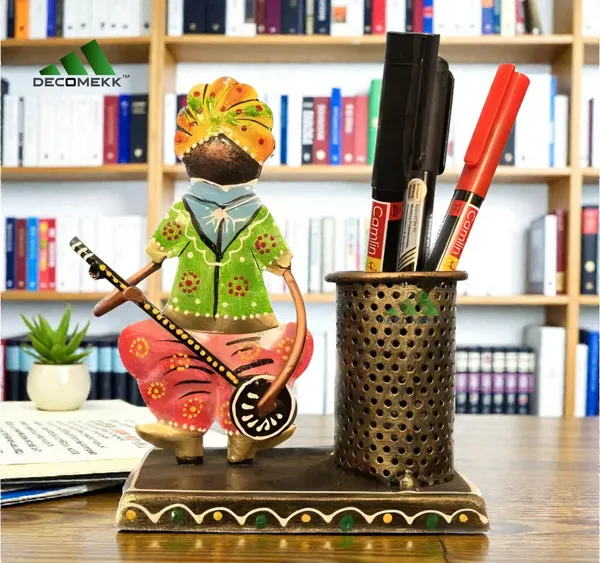 Multicolor_Rajasthani_Musician_Pen_Stand_Handmade_Wooden_Desk_Organizer_And_Ethnic_Showpiece_And_Office_Table_Pen_Holder