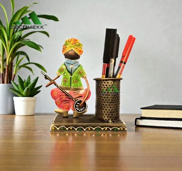 Multicolor_Rajasthani_Musician_Pen_Stand_Handmade_Wooden_Desk_Organizer_And_Ethnic_Showpiece_And_Office_Table_Pen_Holder