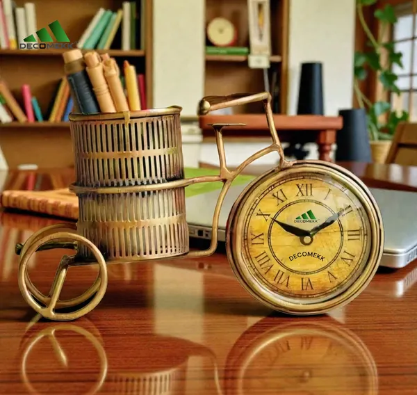 Gold_Metal_Pen_Stand_With_Clock_And_8_Antique_Desk_Organizer_And_Golden_Pen_Holder_Office_And_Home_And_Study_And_Corporate_Gifts