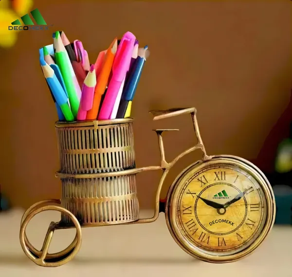 Gold_Metal_Pen_Stand_With_Clock_And_8_Antique_Desk_Organizer_And_Golden_Pen_Holder_Office_And_Home_And_Study_And_Corporate_Gifts