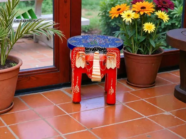 Orange_And_Blue_Solid_Wood_Elephant_Stool_High_Demand_Keywords_Also_Include_Elephant_Accent_Table_Living_Room_And_Decorative_Footstool_Home