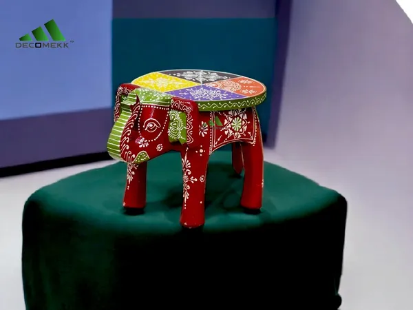 Maroon_Hand_Painted_Elephant_Stool_And_Rajasthani_Wooden_Stool_And_Hathi_Stool_And_Ethnic_Indian_Side_Table