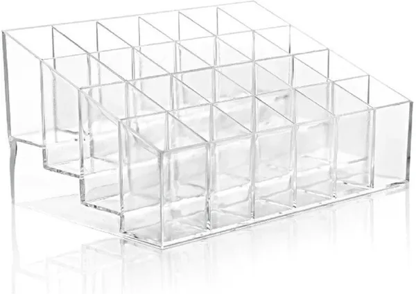 Transparent_36_Grids_Plastic_Storage_Box_With_Adjustable_Dividers_And_24_Slot_Acrylic_Trapezoid_Makeup_Storage_Box_|_Pack_Of_2