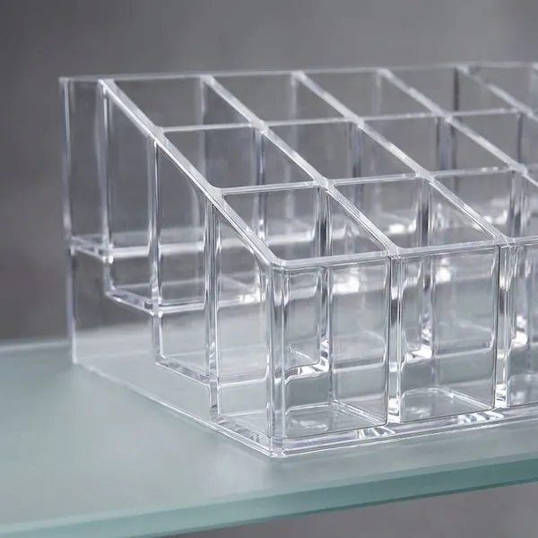 Transparent_36_Grids_Plastic_Storage_Box_With_Adjustable_Dividers_And_24_Slot_Acrylic_Trapezoid_Makeup_Storage_Box_|_Pack_Of_2