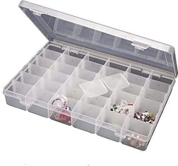 Transparent_36_Grids_Plastic_Storage_Box_With_Adjustable_Dividers_And_24_Slot_Acrylic_Trapezoid_Makeup_Storage_Box_|_Pack_Of_2