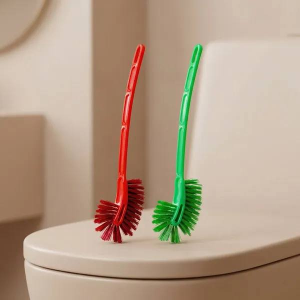 Red_And_Green_Plastic_Double_Sided_Long_Handle_Cleaning_Brush_For_Toilets_Flushes_|_Pack_Of_2