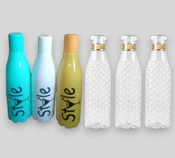 Multicolor_And_Transparent_Plastic_Premium_Water_Bottle_|_1_Liter_|_Pack_Of_3_Each