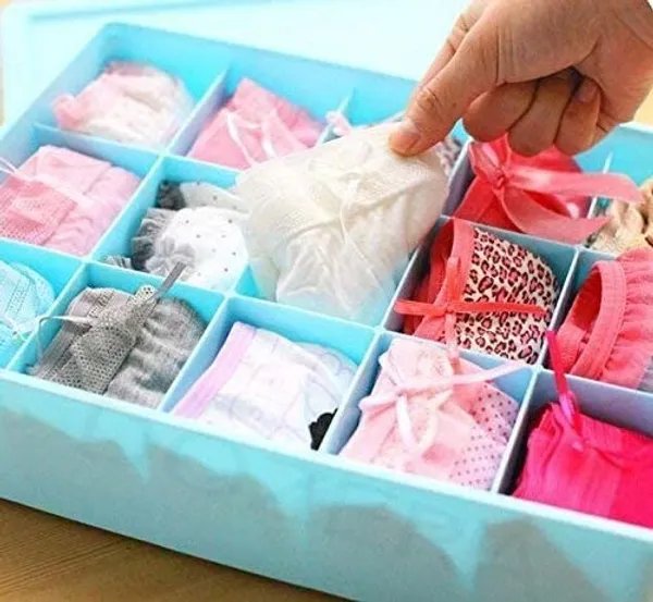 Sky_Blue_And_Beige_Plastic_Divider_Organizer_Box_With_Lid_|_Pack_Of_2