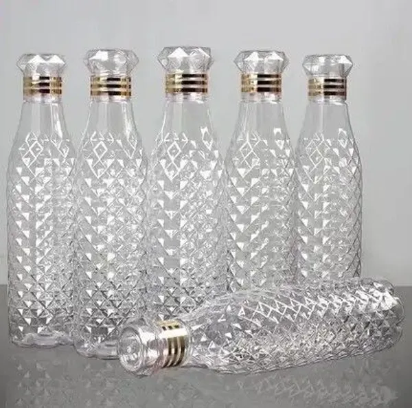 Transparent_Plastic_Crystal_Diamond_Design_Water_Bottle_Set_|_1_Liter_|_Pack_Of_6