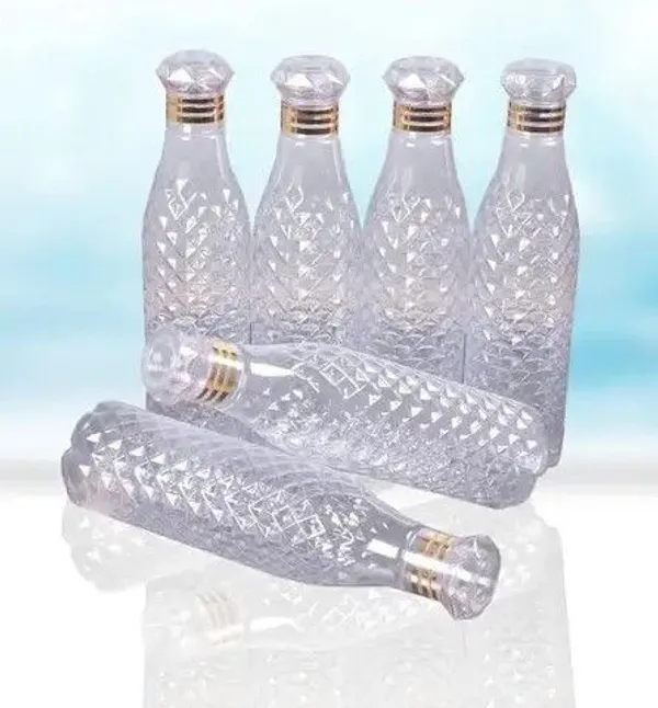Transparent_Plastic_Crystal_Diamond_Design_Water_Bottle_Set_|_1_Liter_|_Pack_Of_6