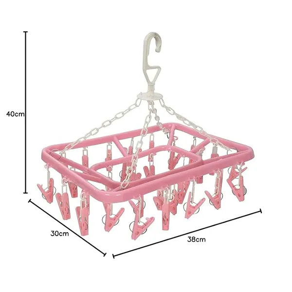 Pink_Plastic_Ceiling_Cloth_Dryer_Stand_With_32_Clips_Plastic_Cloth_Clips