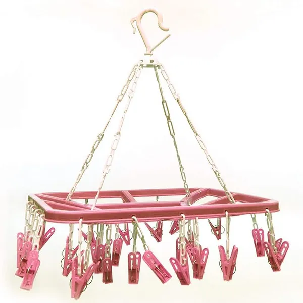 Pink_Plastic_Ceiling_Cloth_Dryer_Stand_With_32_Clips_Plastic_Cloth_Clips