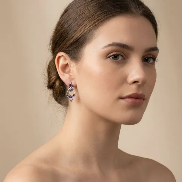 Wine_Silver_Finish_Alloy_Small_Stone_Stud_Earring_For_Women_And_Girls