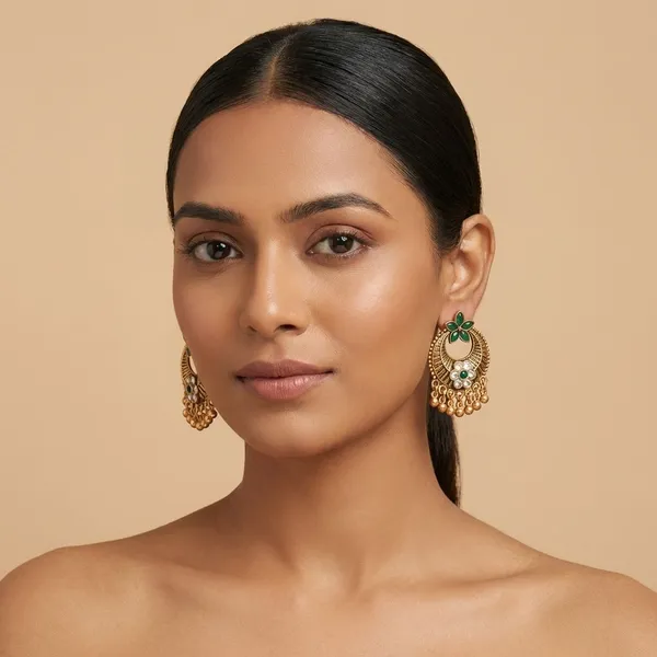 Golden_Finish_Alloy_Round_Stud_Earring_For_Women_And_Girls