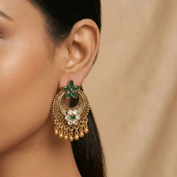 Golden_Finish_Alloy_Round_Stud_Earring_For_Women_And_Girls