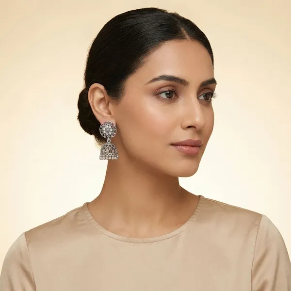 Silver_Tone_Alloy_Jhumki_For_Women_And_Girls