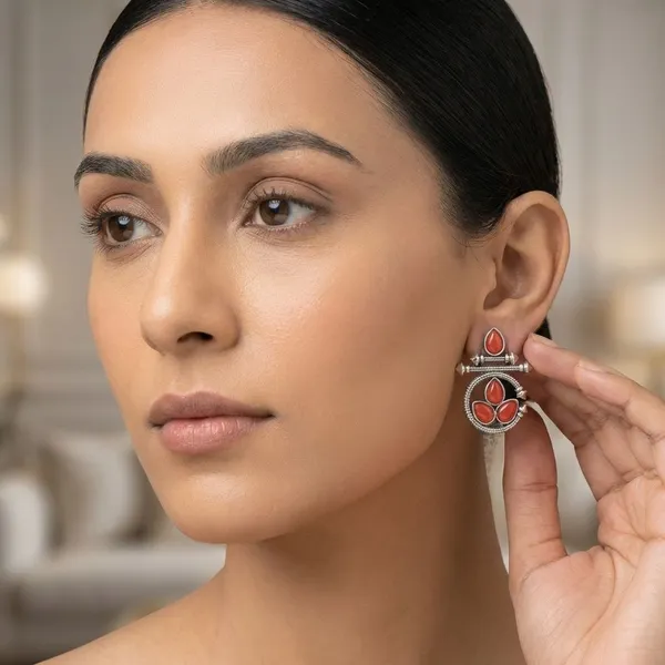 Red_Silver_Finish_Alloy_Circle_Stone_Earring_For_Women_And_Girls