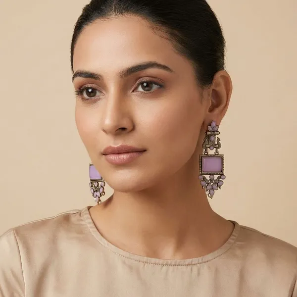 Lavender_Silver_Finish_Alloy_Peacock_Square_Earring_For_Women_And_Girls
