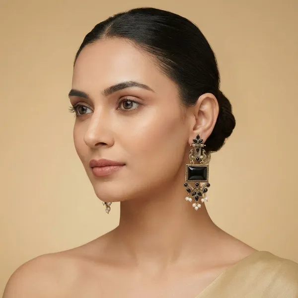 Black_Silver_Finish_Alloy_Peacock_Square_Earring_For_Women_And_Girls