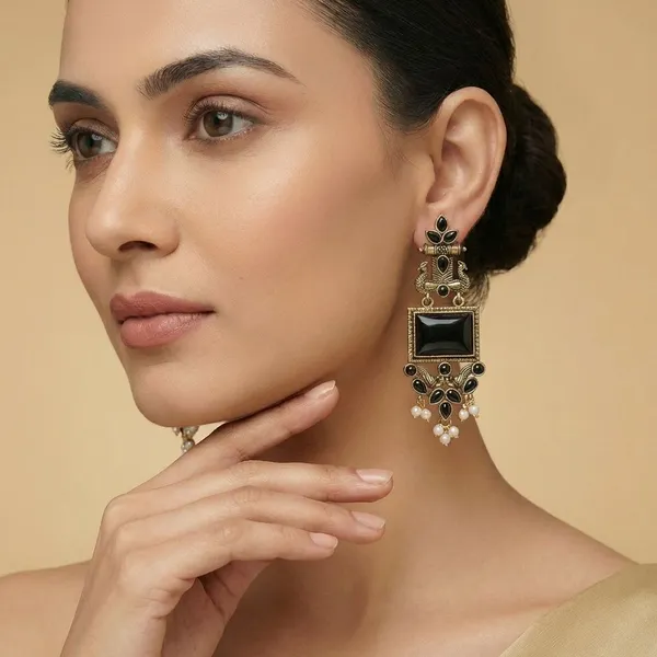Black_Silver_Finish_Alloy_Peacock_Square_Earring_For_Women_And_Girls