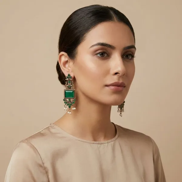Dark_Green_Silver_Finish_Alloy_Peacock_Square_Earring_For_Women_And_Girls